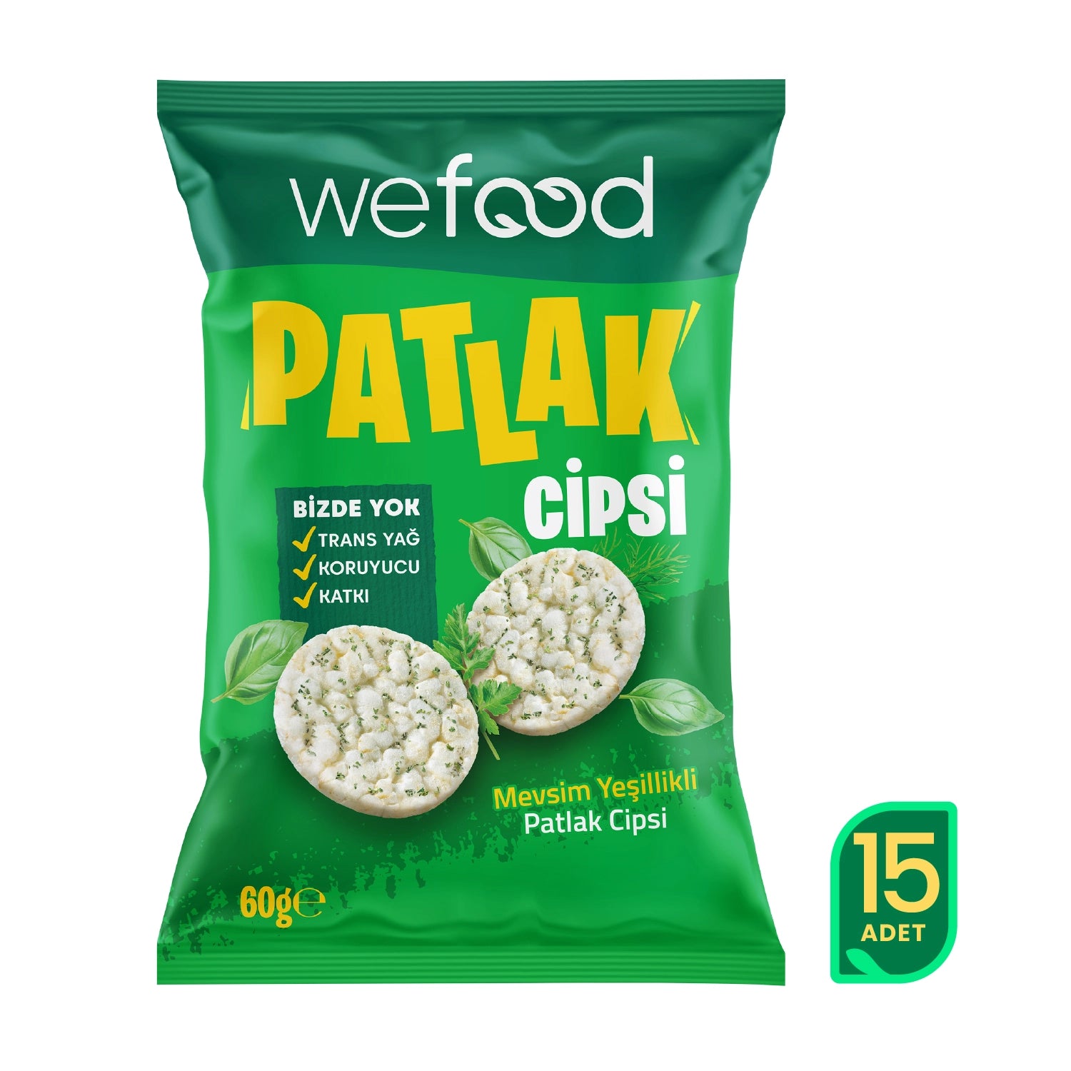 Wefood Mevsim Yeşillikli Patlak Cipsi 60 g 15'li